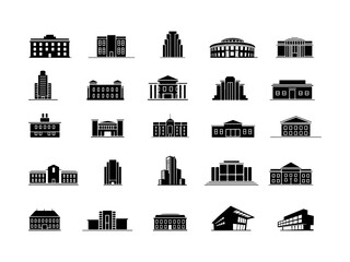 Minimalist Building Modern and Classic Architecture Icons set