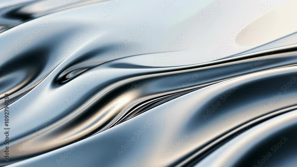 Poster abstract flowing texture with smooth silver tones and gentle curves, evoking a sense of elegance and