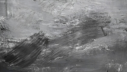 Abstract grunge texture with bold, chaotic brush strokes in black and gray, layered over a muted, textured background. Bold and textured acrylic brushstrokes creating dynamic patterns and depth.