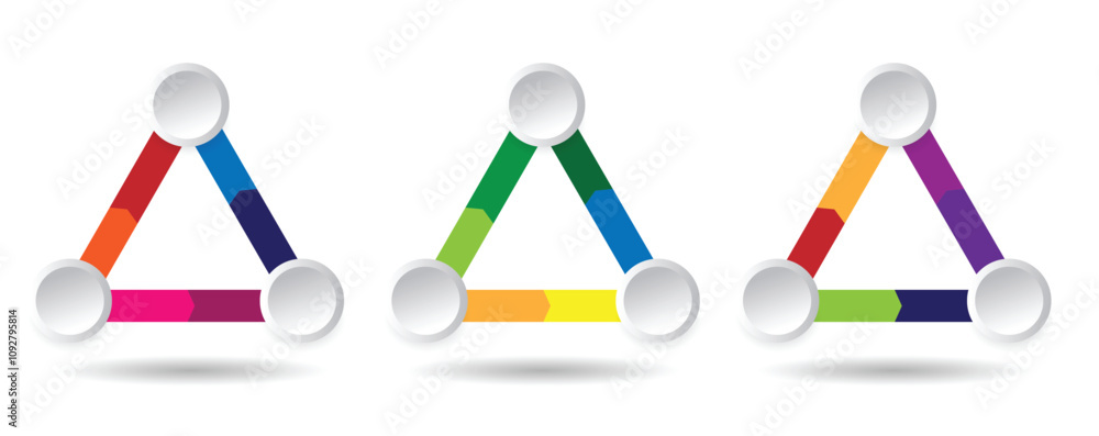 Poster triangle shapes different colors business info graphics template. graphic design elements and resour