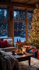 A tall and beautifully decorated Christmas tree standing in a cozy indoor