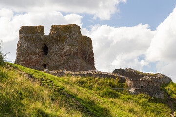 Fototapeta premium the Kalø Slotsruin castle ruins on a hill of a peninsula near the coast of Rønde, denmark