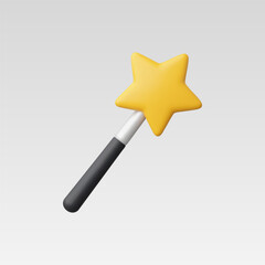 3d Realistic Magic wand stick with star vector illustration