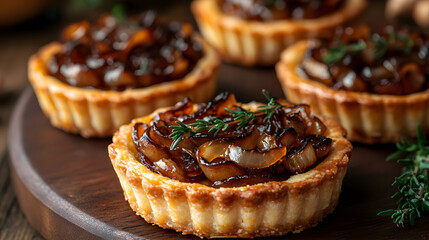 Exquisite Miniature Tartlets with Goat Cheese and Caramelized Onions to Enhance Your Holiday Snack Table