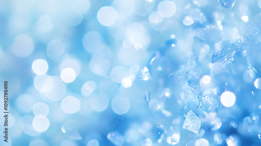 Poster delicate layers of serene blue bokeh lights with a soft glow, creating a tranquil ambiance; perfect 