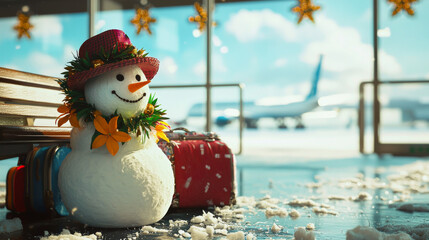 Obraz premium “Snowman’s Tropical Escape”