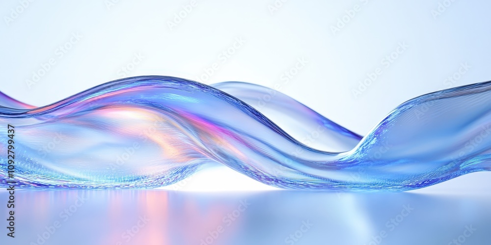 Poster ethereal flow of colorful water waves creating a dreamy abstract background with smooth curves and l