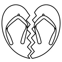 Sandal Flip Flop Heart 2 outline