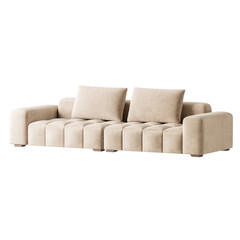 A tan couch with pillows on it