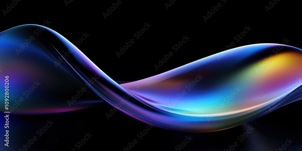 Poster abstract wave with vibrant colors and smooth flowing motion on a dark background, capturing the esse
