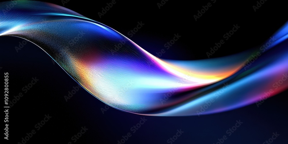 Poster abstract colorful wave with light reflections in a dark background for creative and modern design pr
