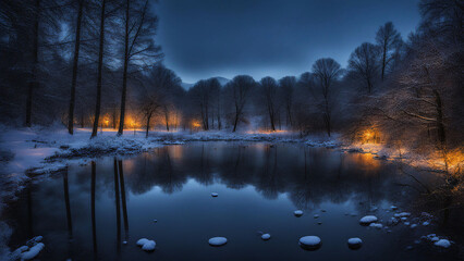 Obraz premium winter with lake