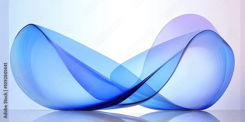 Poster abstract blue wave forms in elegantly curved designs showcasing fluid movement and depth for modern 