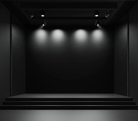 black empty stage with soft overhead lighting