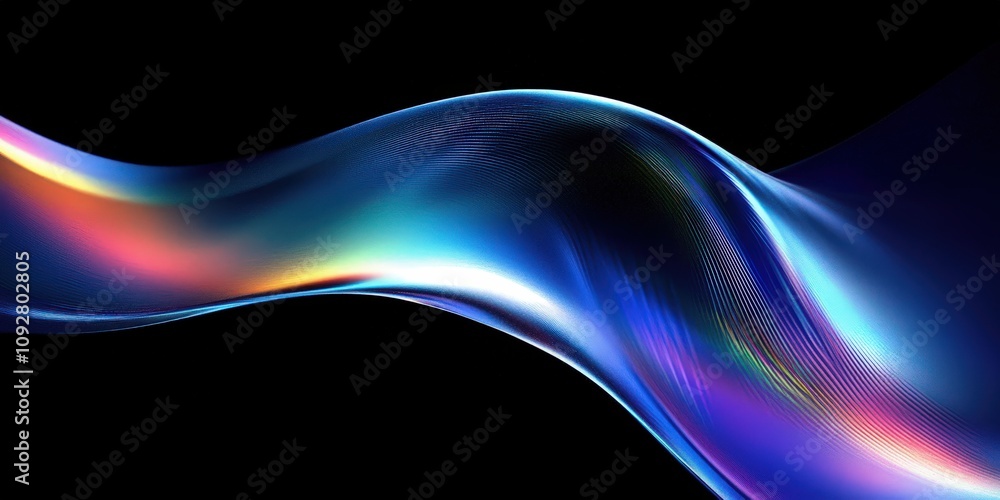 Poster abstract colorful wave on a black background showcasing fluid motion and vibrant hues, illustrating 