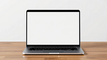 Silver MacBook Pro with Blank Screen on a Clean White Background, Ideal for Professional Design Mockups and Presentations