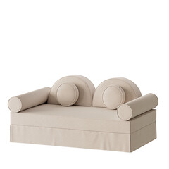 A white couch with pillows on it