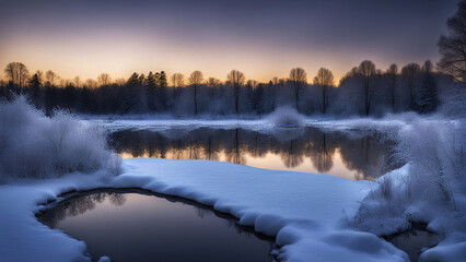 Fototapeta premium winter with lake