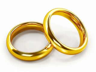 3D realistic gold wedding rings isolated on a white background