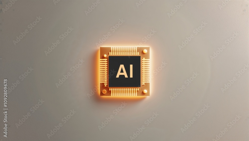Aufkleber glowing ai chip on a textured background representing advanced technology