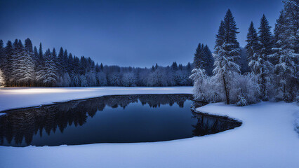 Obraz premium winter with lake