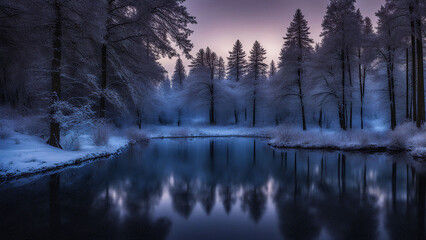 Obraz premium winter with lake