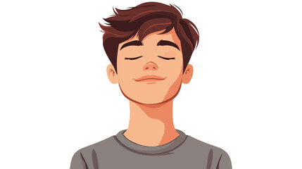 Happy Teenage Boy with Eyes Closed at Home