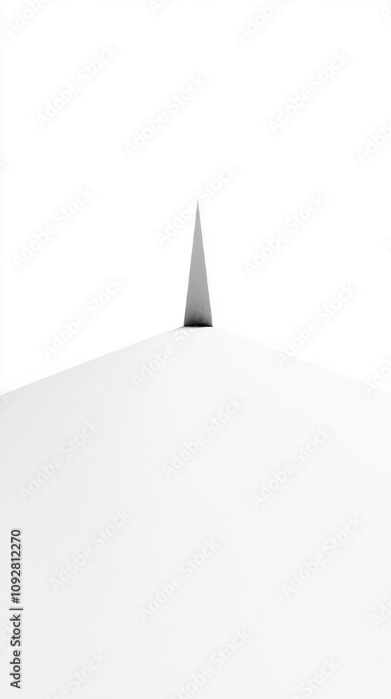 Poster minimalist architectural design with sharp peak against a white isolate background.