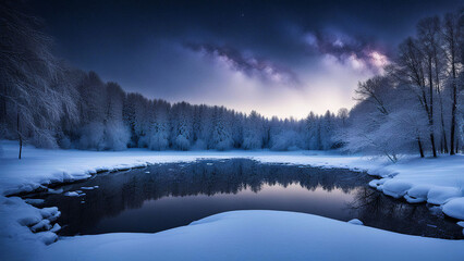 Fototapeta premium winter with lake