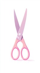 Pink scissors with a stylish design on a white isolate background.
