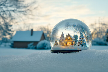 Beautiful Holiday Scene in Snow Globe