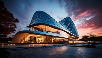 Obraz premium Modern building in the night