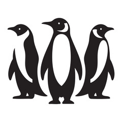 Naklejka premium Set of penguin silhouette on white background