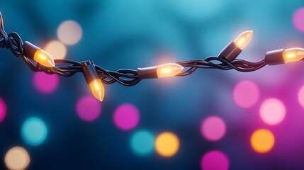 Festive String Lights with Bokeh Background