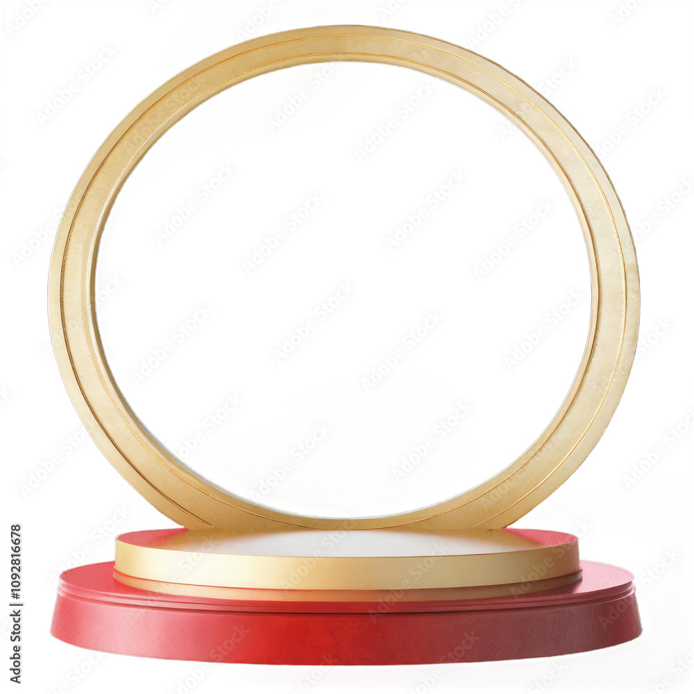 Poster elegant circular display stand for showcasing products or art pieces in a minimalist style