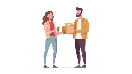 Happy Family Buying Home: Smiling Couple Receives Keys