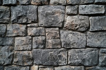 Obraz premium Detailed view of rough gray stone wall with varied textures