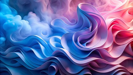 Obraz premium Pink and blue flowing abstract smoke effect in soft gradients