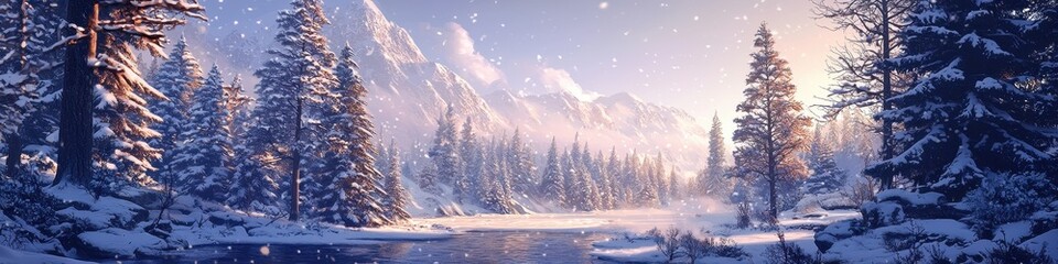 Snowy forest at Christmas. Selective focus