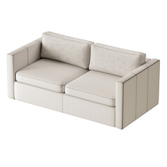 A white couch with two pillows on it