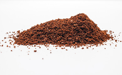 Ground coffee powder or fresh coffee grain isolated on white background