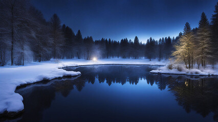 Fototapeta premium winter with lake