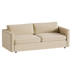 A tan couch with two pillows on it