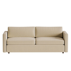 A tan couch with two pillows on it