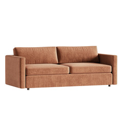 A tan couch with two pillows on it