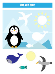 Find the pieces game with penguin for children