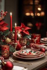 Christmas festive table. Selective focus