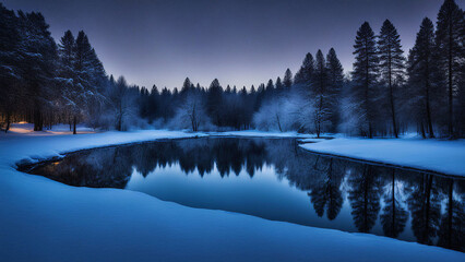 Fototapeta premium winter with lake