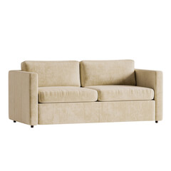 A tan couch with two pillows on it