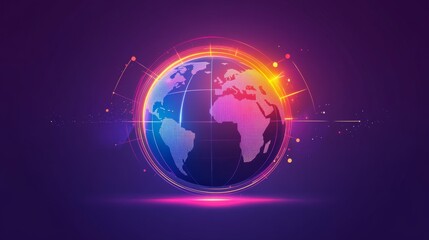 Futuristic Digital Globe with Glowing Technology Lines Symbolizing Global Sustainability in Business Sector